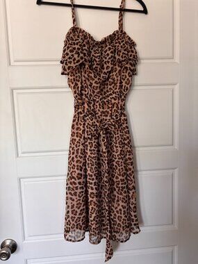 INC Womens Cheetah Print Spaghetti Strap Mini Dress